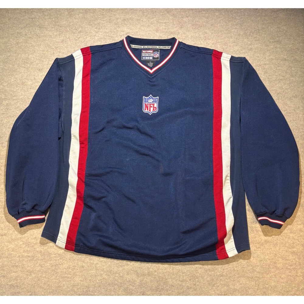 Vintage NFL National Football League V-Neck Pullover Windshirt Navy Blue XL